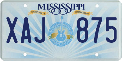 MS license plate XAJ875
