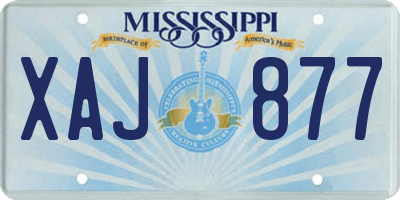 MS license plate XAJ877