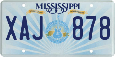 MS license plate XAJ878