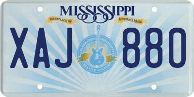 MS license plate XAJ880