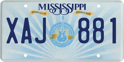 MS license plate XAJ881
