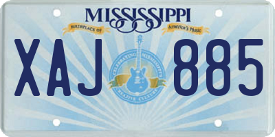 MS license plate XAJ885