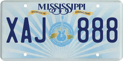 MS license plate XAJ888