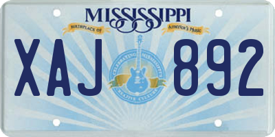 MS license plate XAJ892