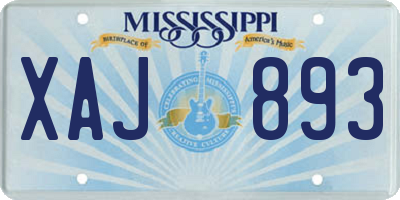 MS license plate XAJ893