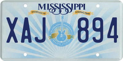 MS license plate XAJ894