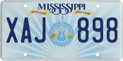 MS license plate XAJ898