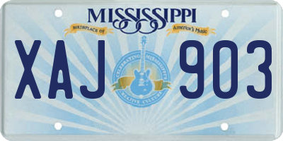 MS license plate XAJ903