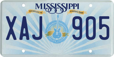 MS license plate XAJ905