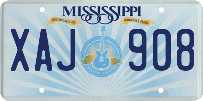 MS license plate XAJ908
