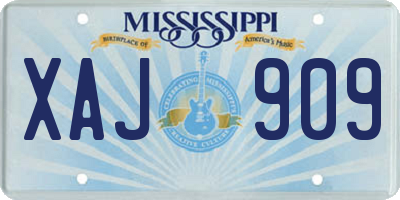 MS license plate XAJ909