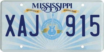 MS license plate XAJ915