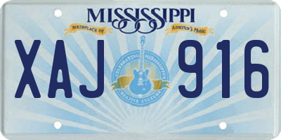 MS license plate XAJ916