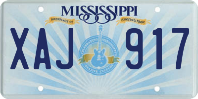 MS license plate XAJ917