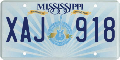 MS license plate XAJ918