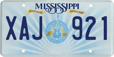 MS license plate XAJ921