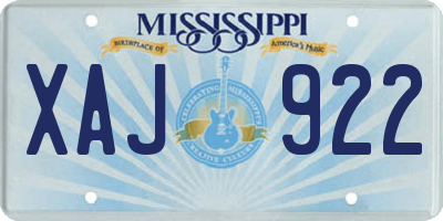 MS license plate XAJ922