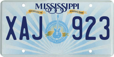 MS license plate XAJ923