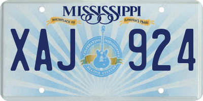 MS license plate XAJ924