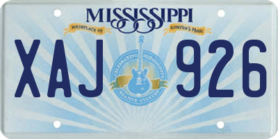 MS license plate XAJ926