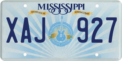 MS license plate XAJ927