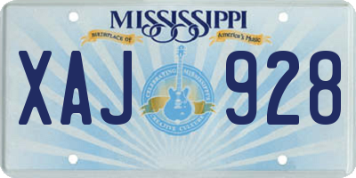 MS license plate XAJ928