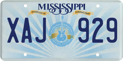 MS license plate XAJ929