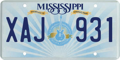 MS license plate XAJ931