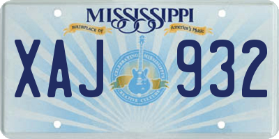 MS license plate XAJ932
