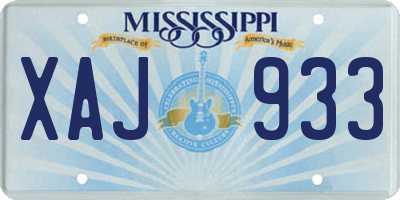 MS license plate XAJ933