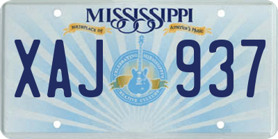 MS license plate XAJ937
