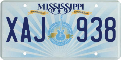 MS license plate XAJ938