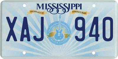 MS license plate XAJ940