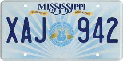 MS license plate XAJ942