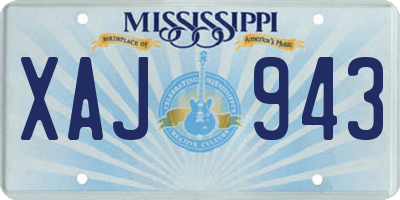 MS license plate XAJ943