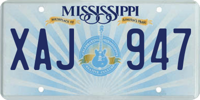 MS license plate XAJ947