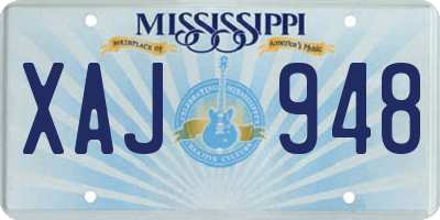 MS license plate XAJ948