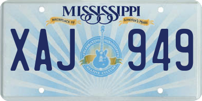 MS license plate XAJ949