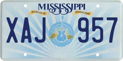 MS license plate XAJ957