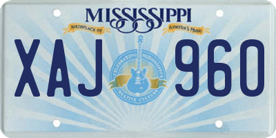 MS license plate XAJ960