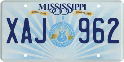 MS license plate XAJ962