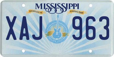 MS license plate XAJ963