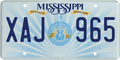 MS license plate XAJ965