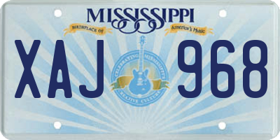 MS license plate XAJ968