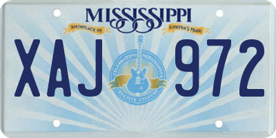 MS license plate XAJ972