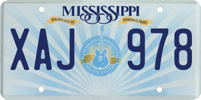 MS license plate XAJ978