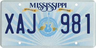 MS license plate XAJ981