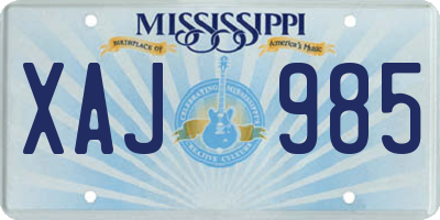 MS license plate XAJ985