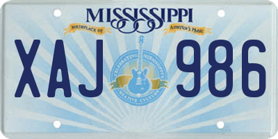 MS license plate XAJ986