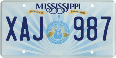 MS license plate XAJ987